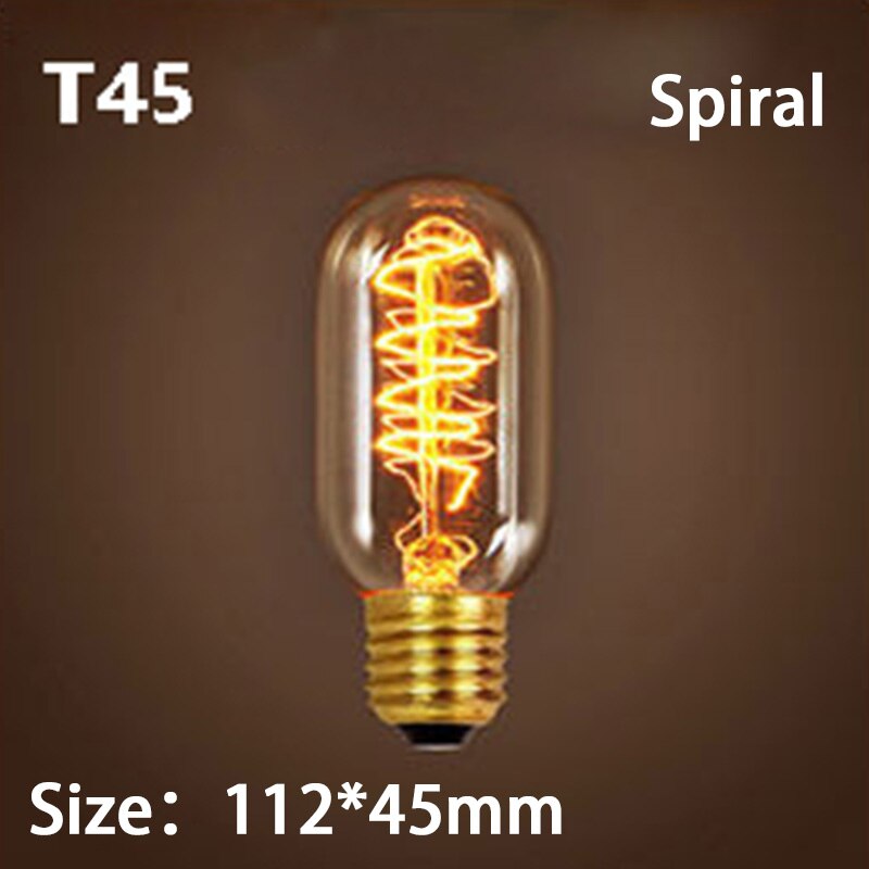 E27 Retro Edison Bulb 220V 40W Light A19 G80 G95 St64 T10 T45 Filament Vintage Ampoule Incandescent