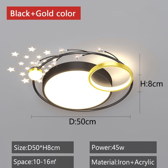 Black/White Modern Chandelier For Living Bedroom Decoration 110 - 220V Starry Sky Led Plafonnier