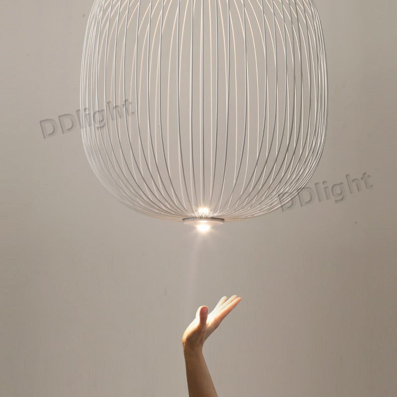 Nordic Foscarini Spokes Chandelier Art Iron Bird Cage Led Creative Villa Lobby Living Dining Room