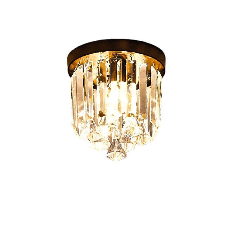 American Round Crystal Ceiling Lamp Modern Simple Corridor Lights Fixture Decor Home Lighting