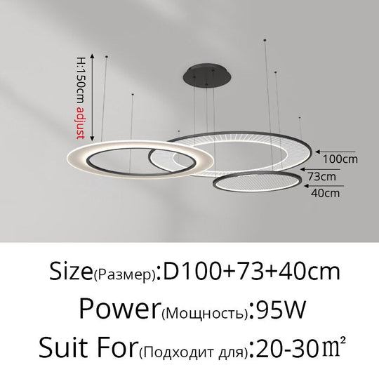 Nordic Living Room Led Gold/Black Pendant Lights Modern Minimalist Duplex Villa Staircase Hall