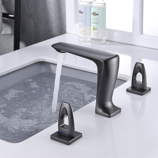 Basin Faucet Widespread Bathroom 8’ Sink 3 Hole Basin Mixer Copper Unique Design Faucets