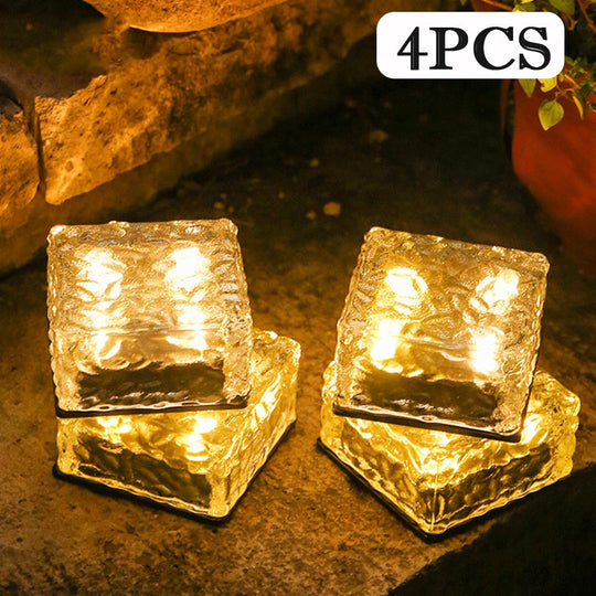 4Pcs Solar Led Lights Outdoor Decor Lawn Lamp Brick Light Sunlight For Landscape Pathway Garden