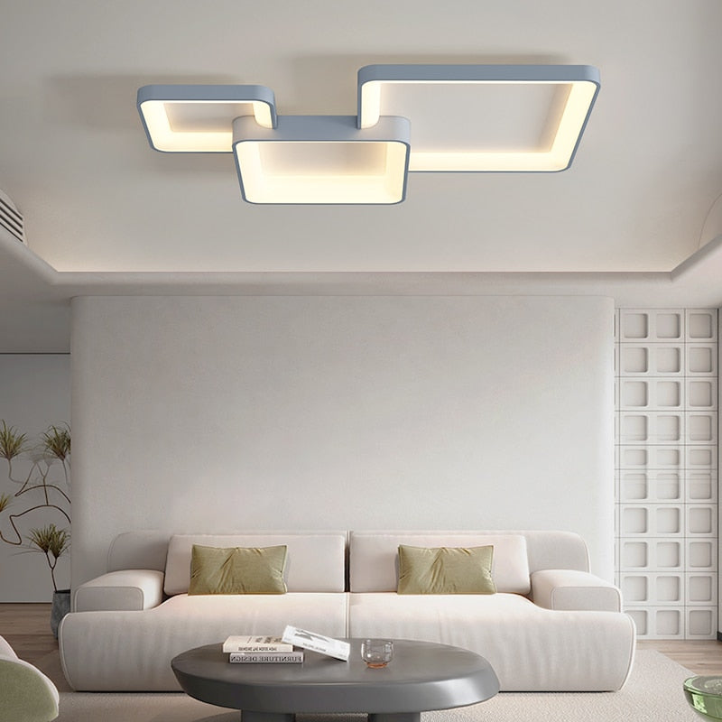Minimalist Square Living Room Chandeliers Simple Modern Home Lamp Atmosphere Bedroom Ledlamp