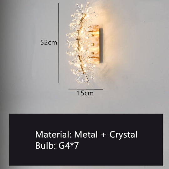 Modern Crystal Led Wall Lights Gold Metal Living Room Bedside Tv Background Sconces G4 Bulb 110 -
