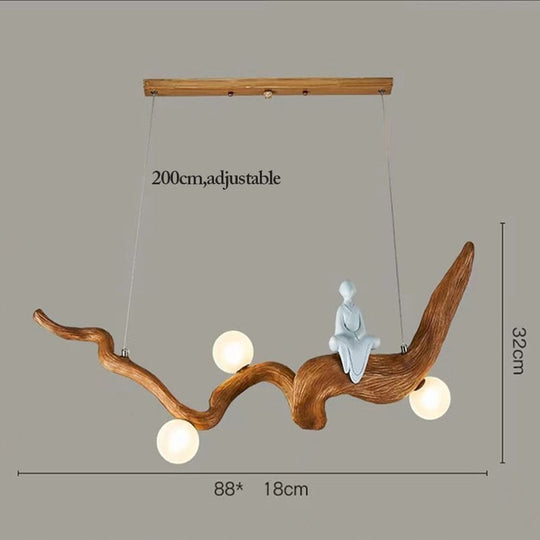 Resin Branches Pendant Lights - Rustic Led Hanging Lamp Fixtures For Tea House And Dining Room Lamp