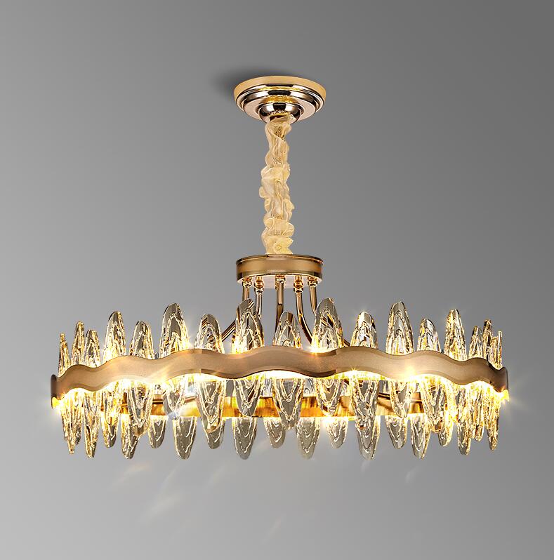 Living Room Luxury Crystal Chandeliers Modern Island Lighting Golden Lobby Decorative Lights