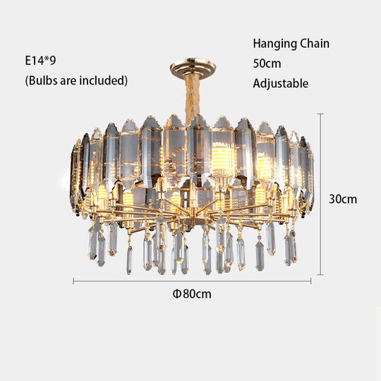 Modern Dimmable Led Chandeliers - Black Gray Crystal Lustres For Bedroom Decor & Ceiling Home