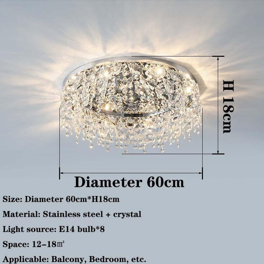 Contemporary Crystal Led Ceiling Chandelier For Living Room Bedroom Kitchen And Dining Areas