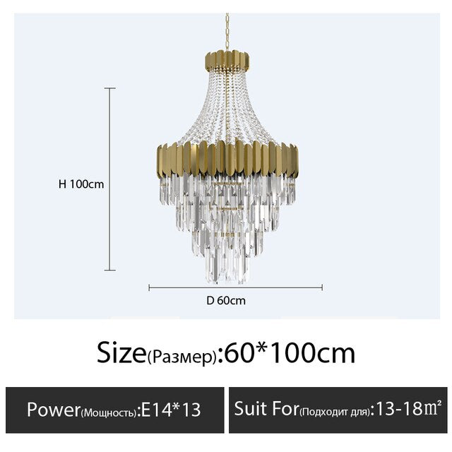 Luxury Long Large Stair K9 Crystal Chandelier Lustres De Cristal Led Pendant Light Hotel Villa