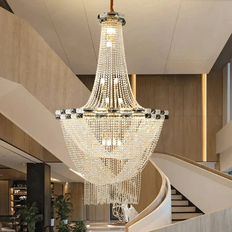 European Style Led Pendant Light - A Luxurious Crystal Chandelier For Living Room Hotel Lobby And