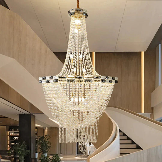 European Style Led Pendant Light - A Luxurious Crystal Chandelier For Living Room Hotel Lobby And