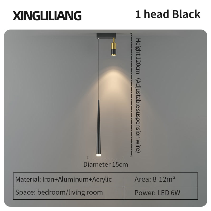 Bedside Chandelier Background Wall Home Decoration Bedroom Golden Pendant Light With Spotlight 1A