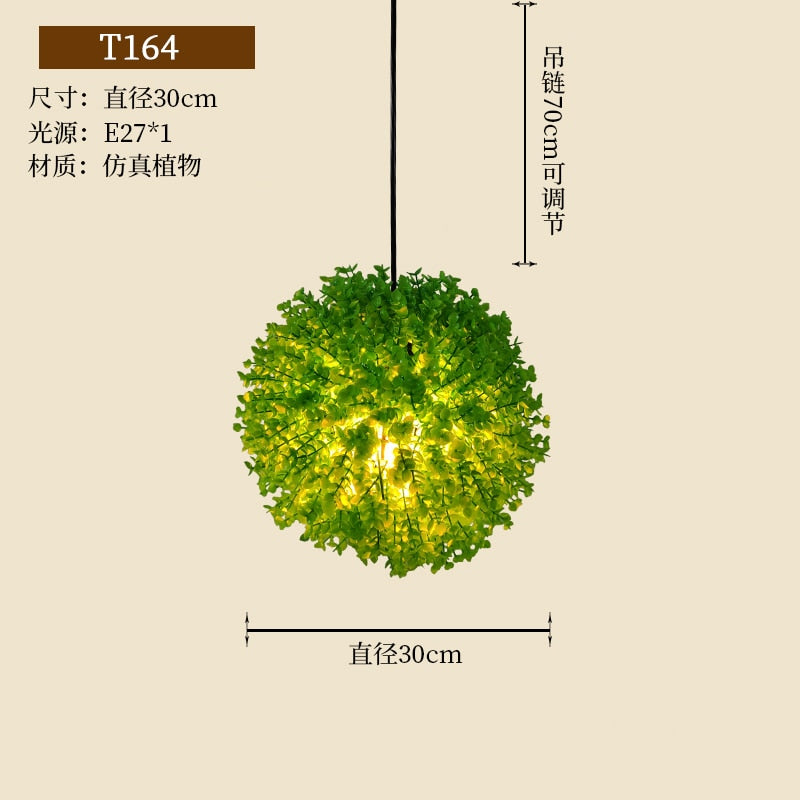 Simulation Green Plant Ball Chandelier Theme Pub Restaurant Net Red With The Same Decoration