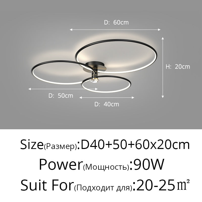 Postmodern Nordic Creative Rotatable Living Room Ceiling Light A Black D40 50 60Cm / 3 Colors No