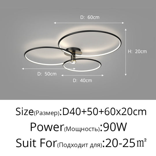 Postmodern Nordic Creative Rotatable Living Room Ceiling Light A Black D40 50 60Cm / 3 Colors No