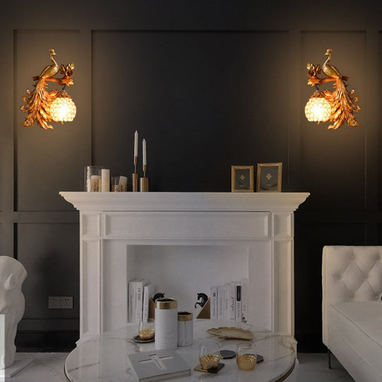 Nordic Led Wall Lamps Retro Peacock Sconce Lamp