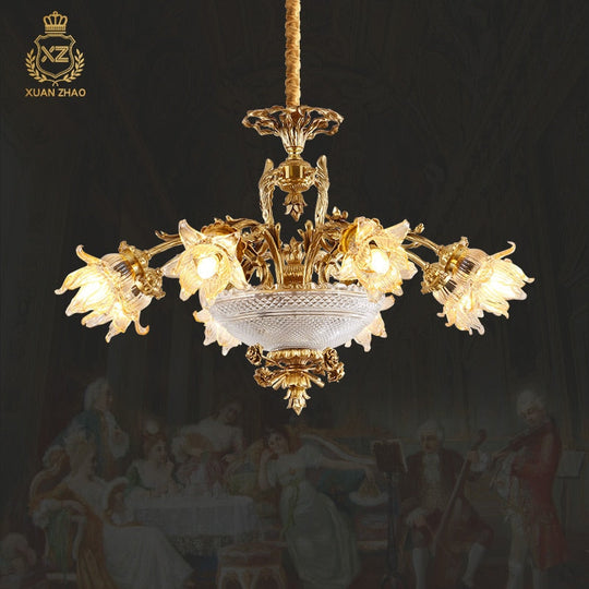 European New Design Led Glass Lampshade Light Brass Pendant Home Living Dining Room Chandelier