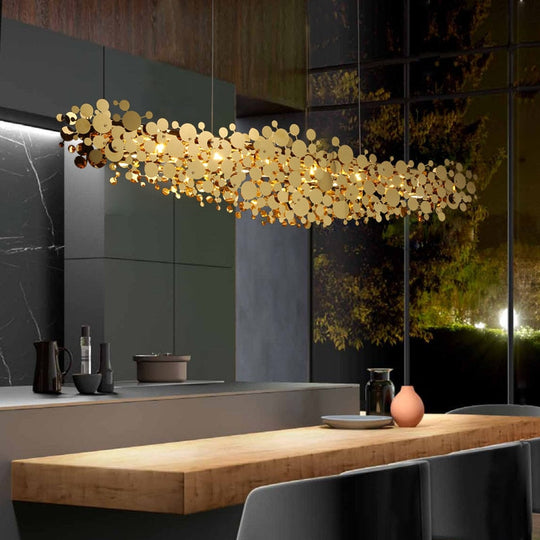 Pendant Lamp In Luxury Restaurant Post - Modern Dining Room Chandeliers Stainless Steel Gold/Chrome