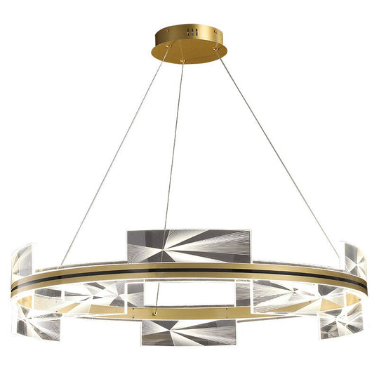 New Style Round Led Pendant Lights Art Pattern Living Room Restaurant Hang Lamp Remote Control