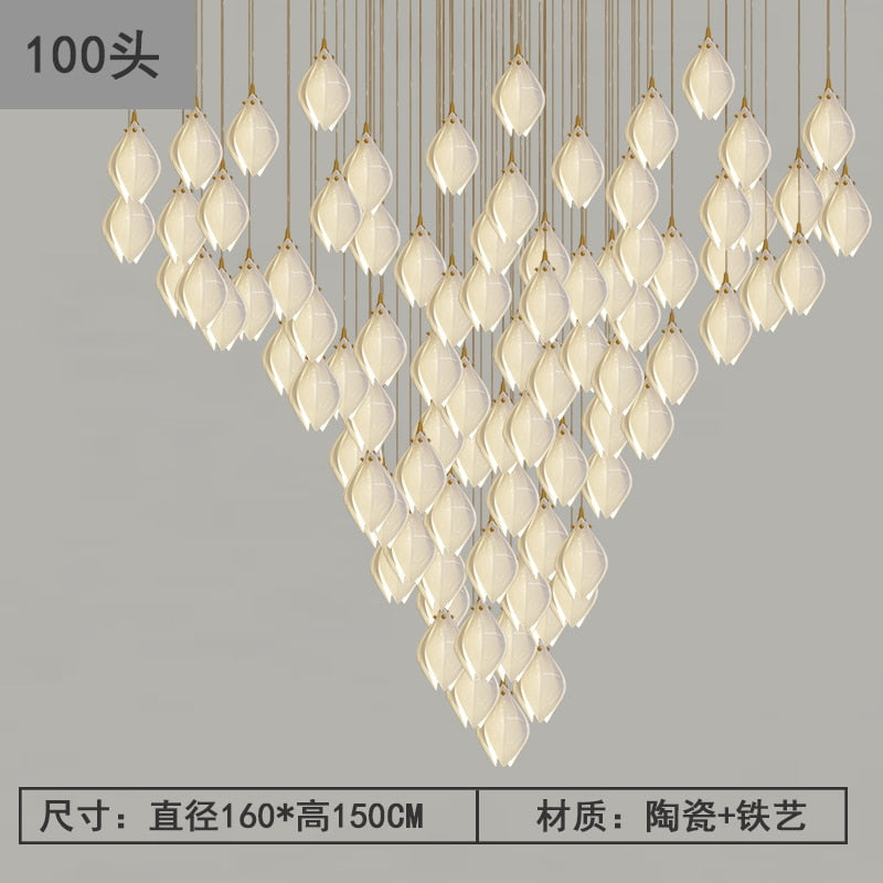New Nordic Simple Ceramic Magnolia Restaurant Chandelier Hotel Sales Office Personality Bedroom