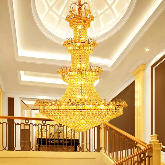 Double Height Living Room Crystal Light Led European Chandelier - Luxurious Illumination For