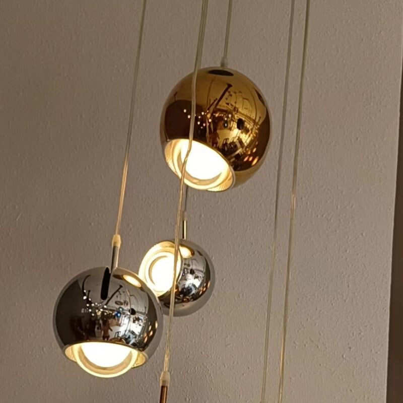 Rotatable Bedside Led Pendant Lights: Modern Gold Chrome Metal Lighting For Bar Restaurant And