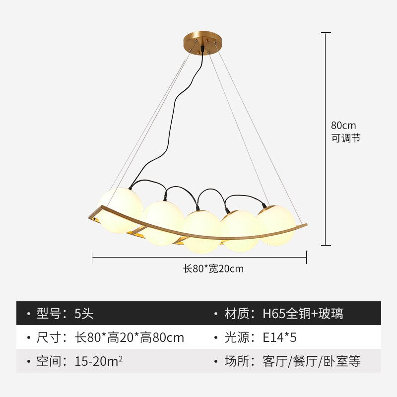 Nordic Design Simple Copper Glass Ball Pendant Lights Led E14 Gold Lustre Post - Modern Dining Room