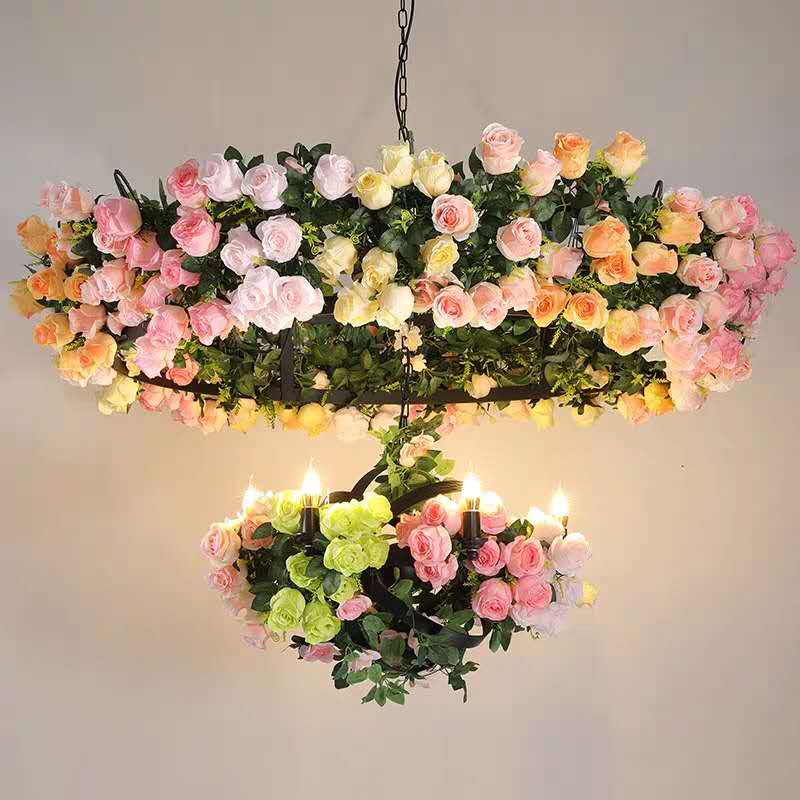 Simulation Flower Chandelier Feature Restaurant Hollow Lamp Shop Decoration Banquet Pendant Light