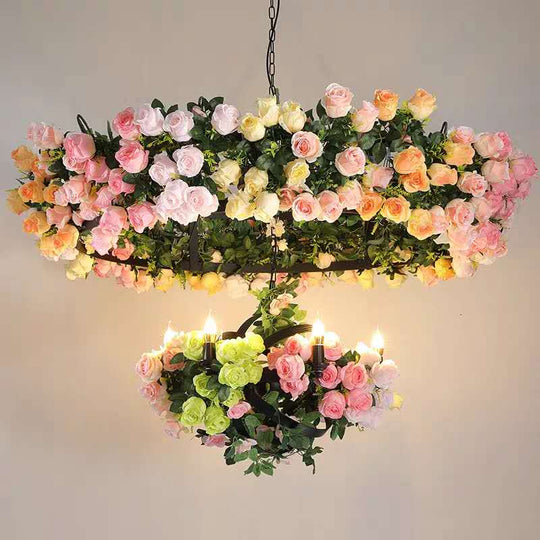 Simulation Flower Chandelier Feature Restaurant Hollow Lamp Shop Decoration Banquet Pendant Light
