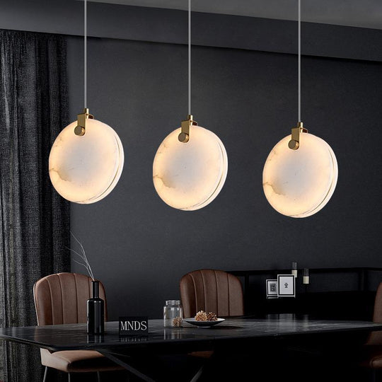 Real Round Marble Led Pendant Lights Copper High Quality Dining Room Kitchen Bedside Hanging Lamp