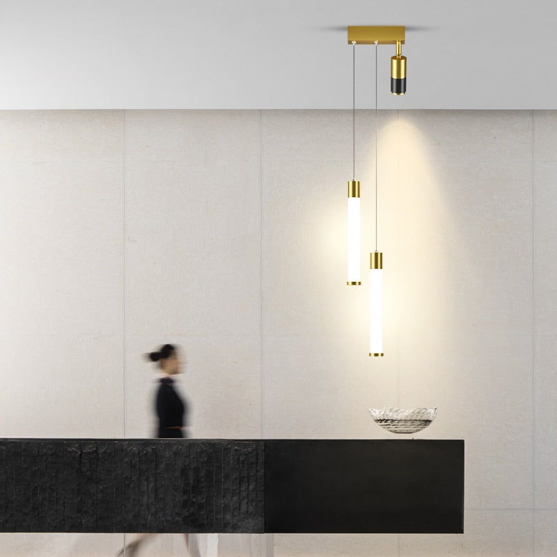 Bedside Chandelier Background Wall Home Decoration Bedroom Golden Pendant Light With Spotlight Lamp