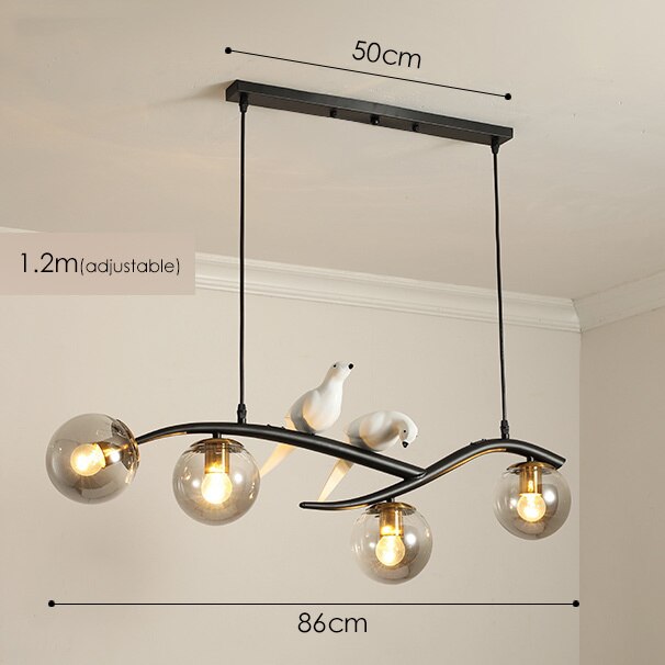 Nordic Modern Bird Pendant Lights White Glass Ball B Type - Black / Cold White Lighting