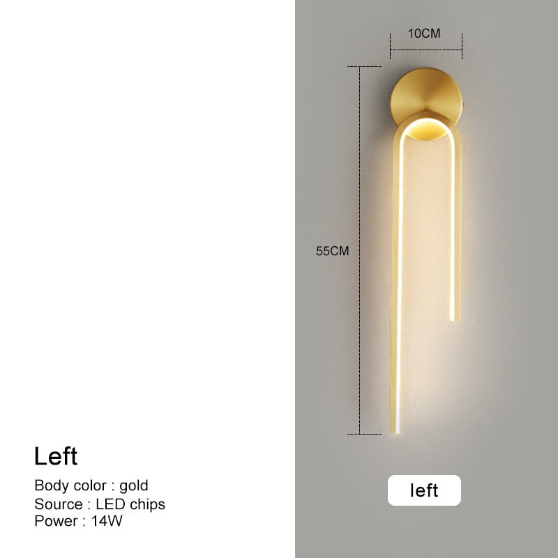 Modern Minimalism Led Wall Lamp For Indoor Home Bedroom Fixture Black Gold Lights Living Room