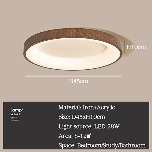 Led Ceiling Lamp For Living Room Bedroom Imitation Wood Grain Light Round Rectangle Square Decor