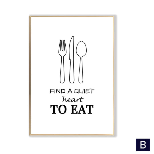 Black White Canvas Painting Nordic Kitchen Quotes Wall Posters Art Prints Pictures For Dining Room