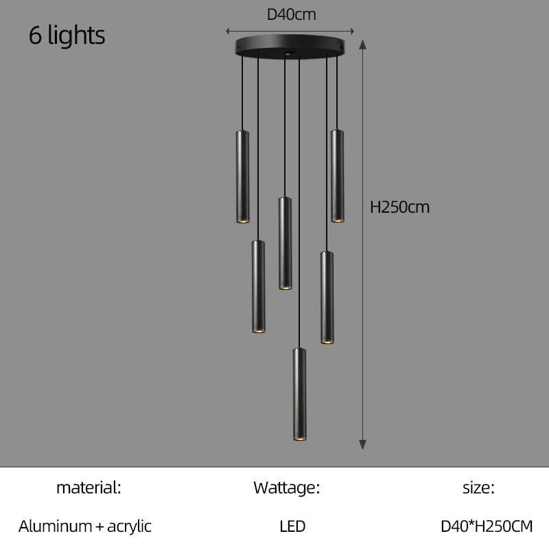 Cylindrical Long Pendant Lamp Nordic Modern Living Room Designer Loft Simple Kitchen Bedroom Bar