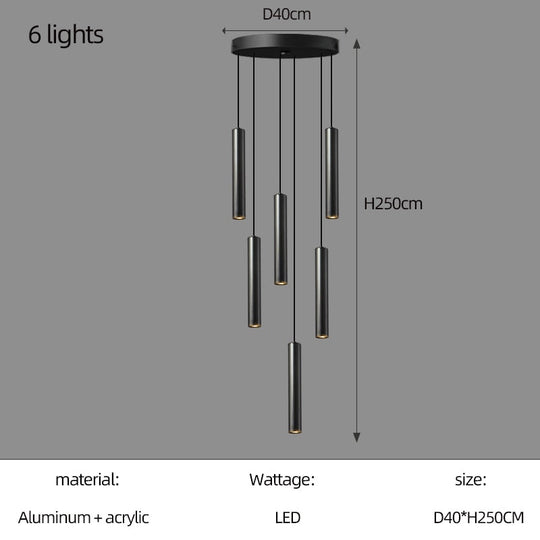 Cylindrical Long Pendant Lamp Nordic Modern Living Room Designer Loft Simple Kitchen Bedroom Bar