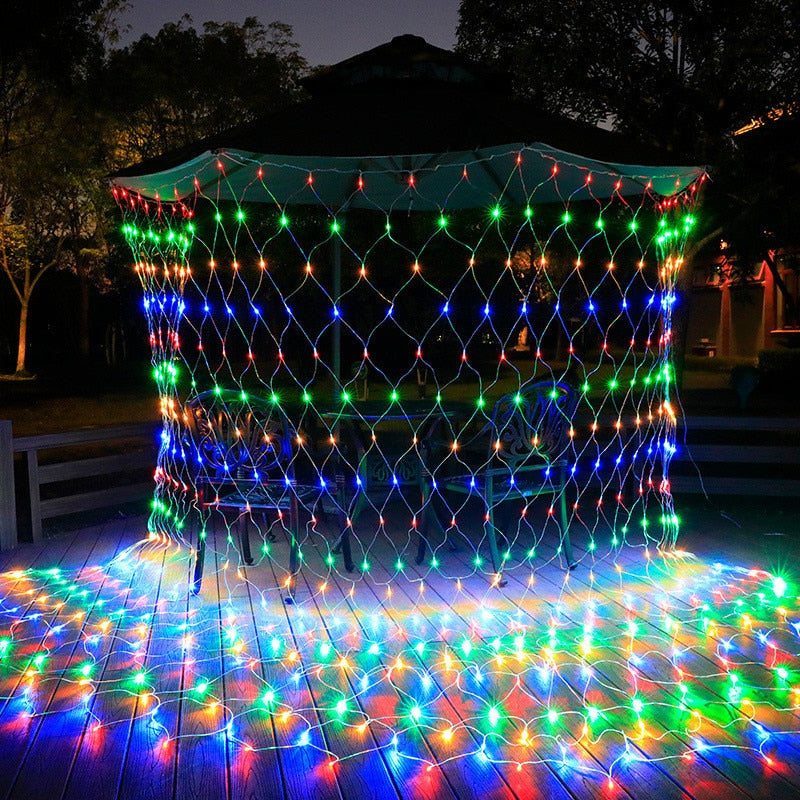 Curtain Light Led Fairy String Net Mesh Christmas 3X2M Eu/Us/Solar Party Wedding New Year Garland