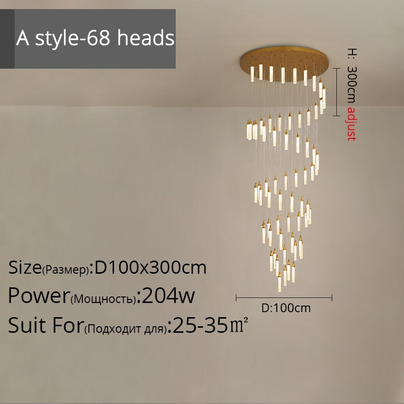 Duplex Stair Long Chandeliers High - Rise Apartment Rotating Jump - Storey Loft Ceiling Decoration