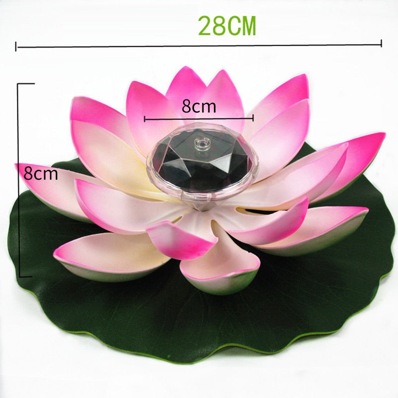 2Pcs Solar Lotus Light Led Energy Saving Night Lamp Waterproof Garden Pool Pond Fountain Decoration