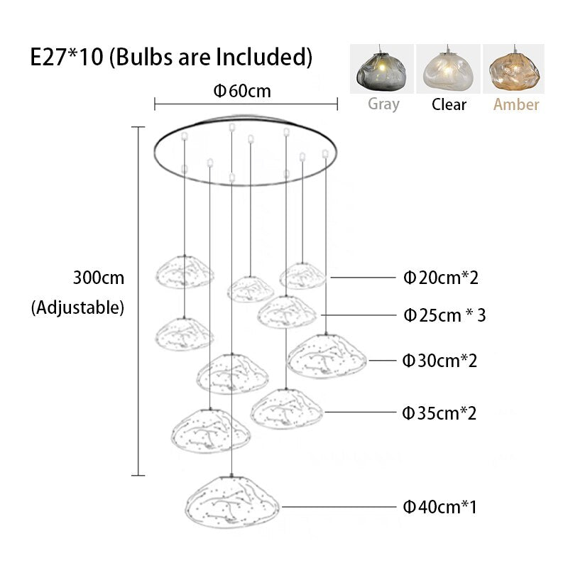 Cloud Glass Dimmable Led Lights Modern Ceiling Chandeliers New Lustres Stair Pendant Lamps Home