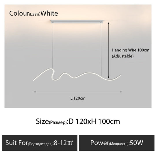 Dining Room Lamp Chandelier Light Luxury Lamps Modern Minimalist Dining Table Bar Nordic Strip White