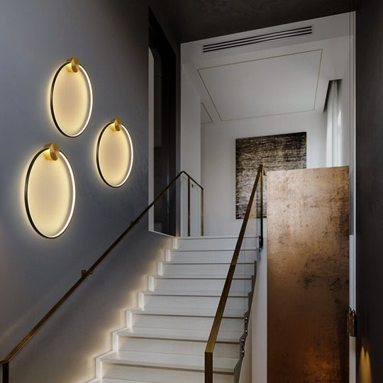 Nordic Art Circle Background Led Wall Lamp Romantic Home Round Ring Decor Livingroom Bedroom Aisle