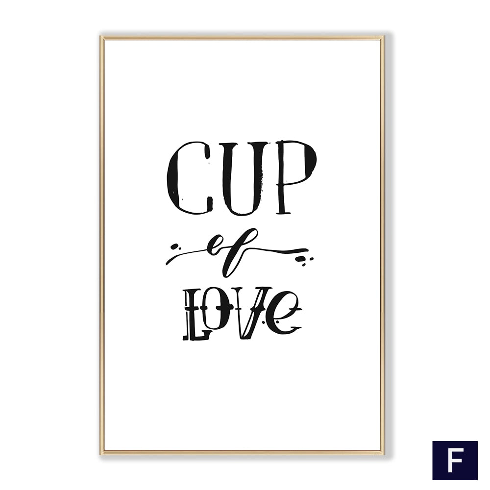 Black White Canvas Painting Nordic Kitchen Quotes Wall Posters Art Prints Pictures For Dining Room