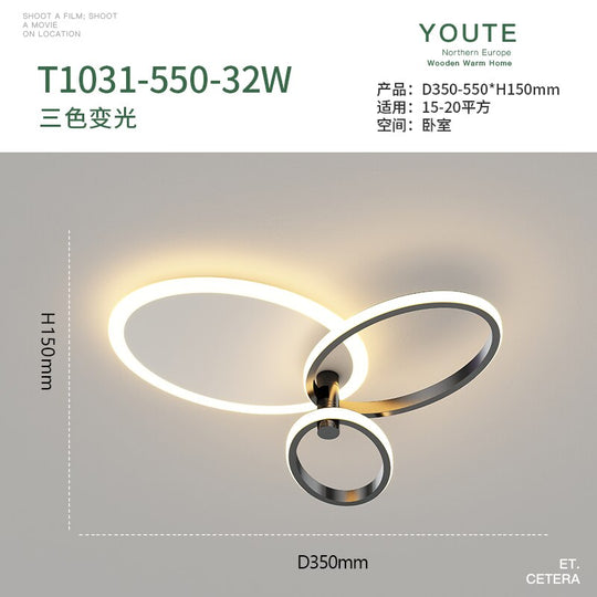 Gold White Modern Led Chandelier Lighting For Living Study Room Dimmable Indoor Ceiling Lamp Parlor