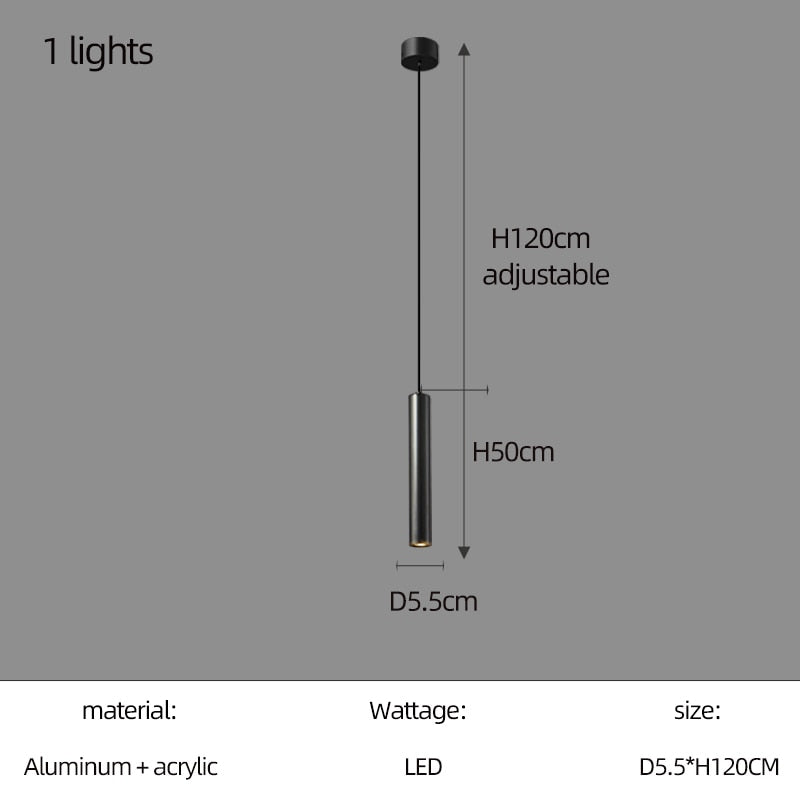 Cylindrical Long Pendant Lamp Nordic Modern Living Room Designer Loft Simple Kitchen Bedroom Bar