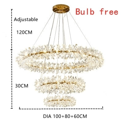 Luxurious Crystal Flower Ceiling Chandelier - Led Indoor Lighting For Home Decoration Dia100Cm 80Cm
