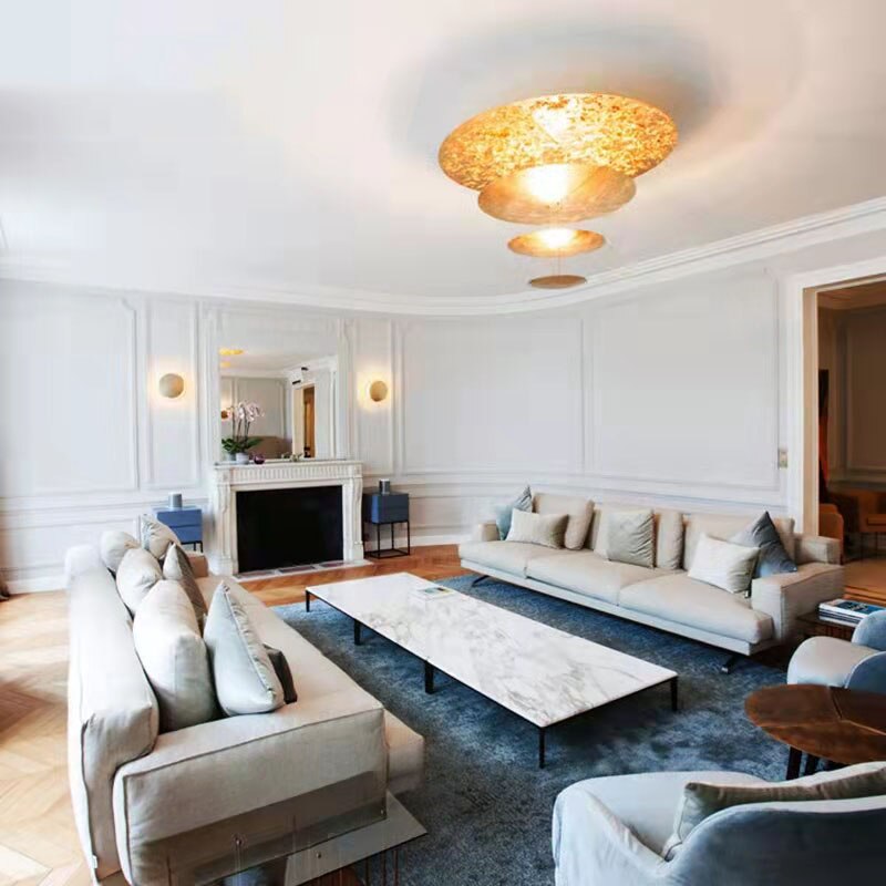 Art Deco Gold Round Pendant Lights Hotel Hall Foyer Shop Hanging Lamp Wire Adjustable Glittering