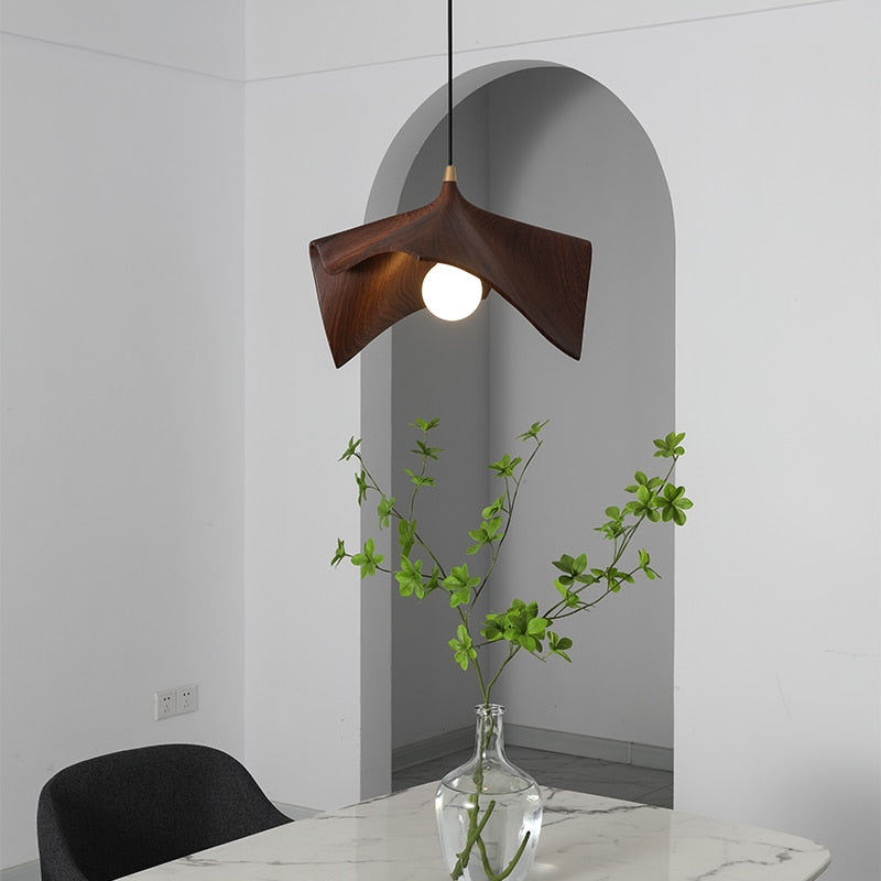 Nordic Simple Single Head Chandelier Creative Leaf Resin Pendant Lamp Home Stay Dining Bedroom Study